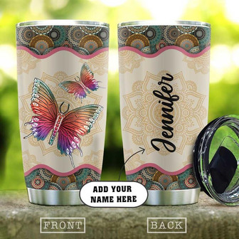 Butterfly Mandala Personalized Stainless Steel Tumbler 20Oz - Thegiftio UK