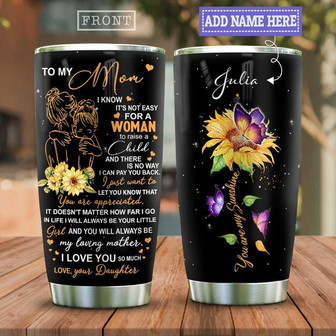 Butterfly To My Mom Personalized Stainless Steel Tumbler 20Oz - Thegiftio UK