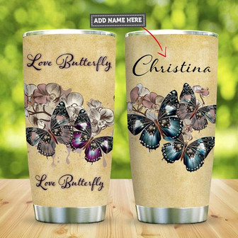 Butterfly Personalized Stainless Steel Tumbler 20Oz - Thegiftio UK