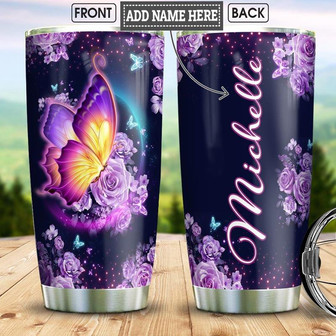 Butterfly Personalized Stainless Steel Tumbler 20Oz - Thegiftio