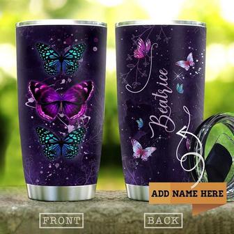 Butterfly Purple Personalized Stainless Steel Tumbler 20Oz - Thegiftio UK
