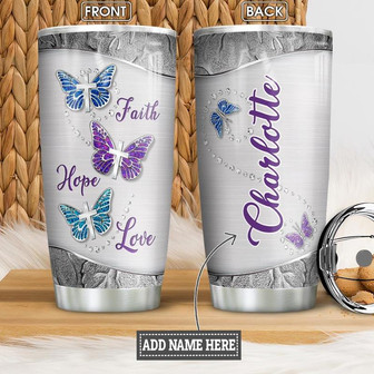 Butterfly Silver Style Personalized Stainless Steel Tumbler 20Oz - Thegiftio UK