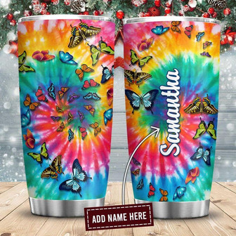 Butterfly Tie Dye Hippie Personalized Stainless Steel Tumbler 20Oz - Thegiftio UK