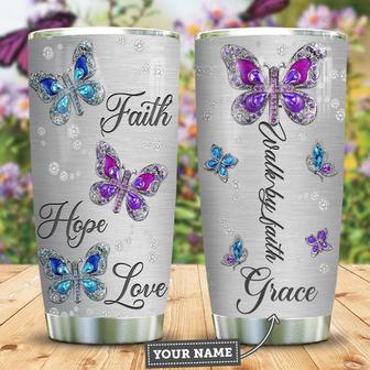 Butterfly Wake By Faith Jewelry Style Personalized Stainless Steel Tumbler 20Oz - Thegiftio UK