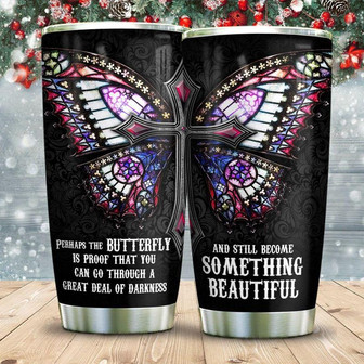 Cathedral Butterfly Faith Stainless Steel Tumbler 20Oz - Thegiftio UK