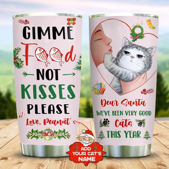 Cats Love Food Than Kisses Personalized Stainless Steel Tumbler 20Oz - Thegiftio