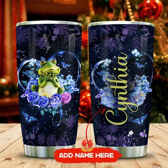 Cute Frog With Flower Butterfly Personalized Stainless Steel Tumbler 20Oz - Thegiftio UK