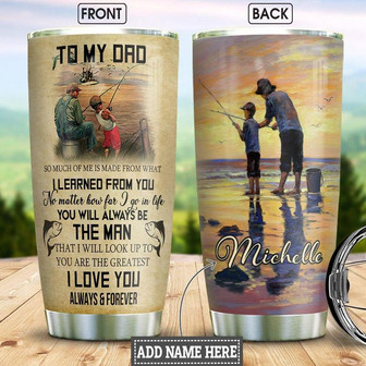 To My Dad Fishing Personalized Stainless Steel Tumbler 20Oz - Thegiftio UK