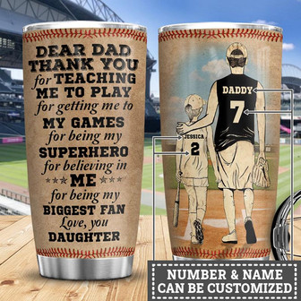 Daddy And Daughter Softball Personalized Stainless Steel Tumbler 20Oz - Thegiftio UK