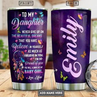 To My Daughter Butterfly Personalized Stainless Steel Tumbler 20Oz - Thegiftio UK