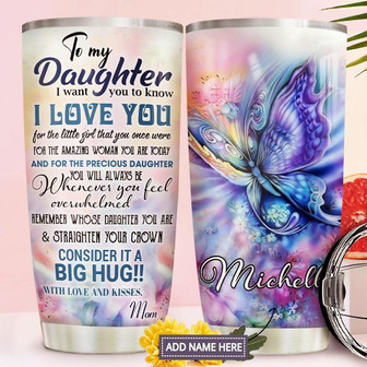 To Daughter Butterfly Personalized Stainless Steel Tumbler 20Oz - Thegiftio