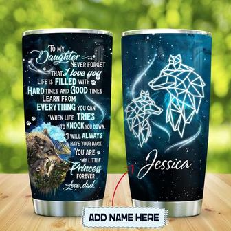 To Daughter Geometric Wolf Galaxy Personalized Stainless Steel Tumbler 20Oz - Thegiftio UK