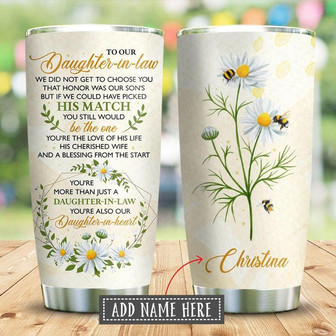 To My Daughter In Law Daisy Personalized Stainless Steel Tumbler 20Oz - Thegiftio