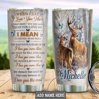 Deer Couple Personalized Stainless Steel Tumbler 20Oz - Thegiftio