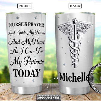 Diamond Nurse Pray Personalized Stainless Steel Tumbler 20Oz - Thegiftio UK