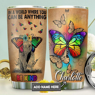 Elephant Butterfly Lgbt Personalized Stainless Steel Tumbler 20Oz - Thegiftio UK
