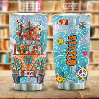 Elephant Hippie Van With Surfboards Personalized Stainless Steel Tumbler 20Oz - Thegiftio UK