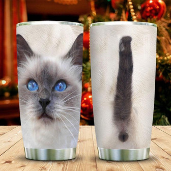 Face Cute Siamese Cat Cute Stainless Steel Tumbler, Siamese Cat Lovers Stainless Steel Tumbler 20Oz - Thegiftio