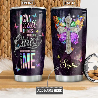 Faith Butterfly Jewelry Style Personalized Stainless Steel Tumbler 20Oz - Thegiftio UK