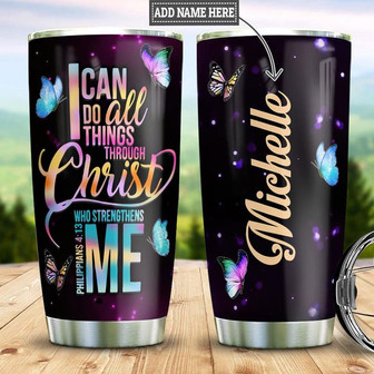 Faith Butterfly Personalized Stainless Steel Tumbler 20Oz - Thegiftio UK