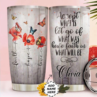 Faith Butterfly Personalized Stainless Steel Tumbler 20Oz - Thegiftio UK