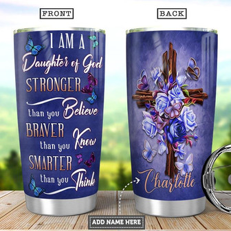 Faith Butterfly Personalized Stainless Steel Tumbler 20Oz - Thegiftio UK