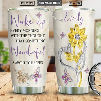 Faith Butterfly Personalized Stainless Steel Tumbler 20Oz - Thegiftio UK