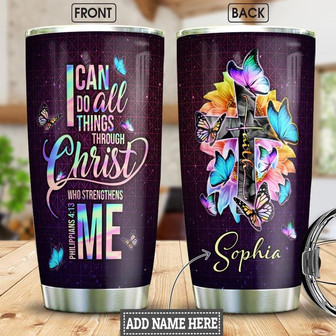 Faith Butterfly Personalized Stainless Steel Tumbler 20Oz - Thegiftio UK