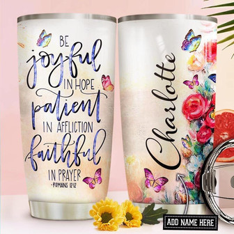 Faith Butterfly Personalized Stainless Steel Tumbler 20Oz - Thegiftio UK