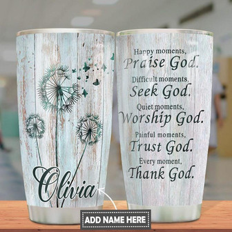 Faith Dandelion Butterfly Personalized Stainless Steel Tumbler 20Oz - Thegiftio