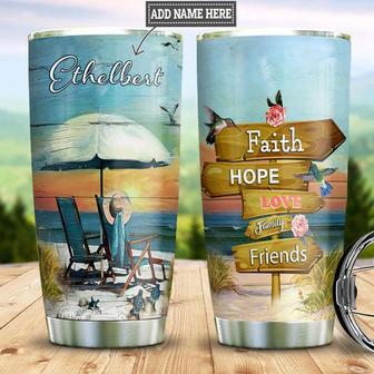 Faith Hope Love Friends Family Beach Personalized Stainless Steel Tumbler 20Oz - Thegiftio UK