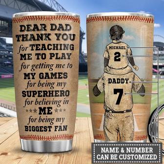 Father And Son Baseball Partner Customize Personalized Stainless Steel Tumbler 20Oz - Thegiftio UK