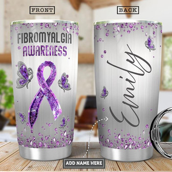 Fibromyalgia Butterfly Personalized Stainless Steel Tumbler 20Oz - Thegiftio UK