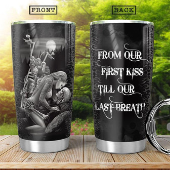From Our First Kiss Stainless Steel Tumbler, Skull Lovers Stainless Steel Tumbler 20Oz - Thegiftio