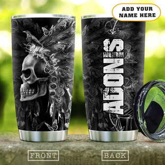 Gothic Skull Butterfly Personalized Stainless Steel Tumbler 20Oz - Thegiftio