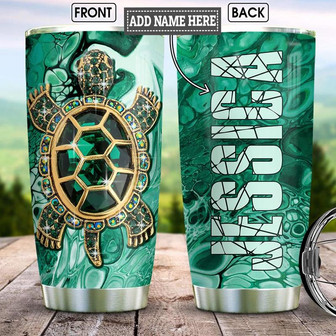 Green Turtle Glass Style Personalized Stainless Steel Tumbler 20Oz - Thegiftio UK
