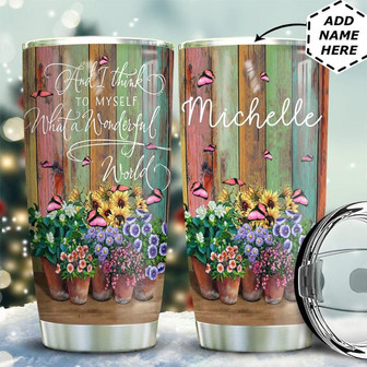 Hippie Flower Butterfly Personalized Stainless Steel Tumbler 20Oz - Thegiftio UK