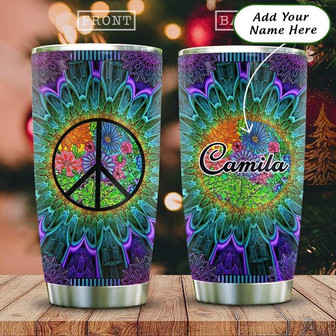 Hippie Flower Personalized Stainless Steel Tumbler 20Oz - Thegiftio UK