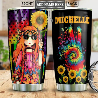 Hippie Girl Personalized Stainless Steel Tumbler 20Oz - Thegiftio UK