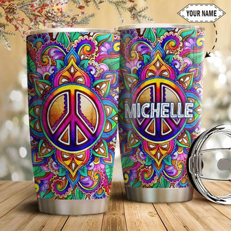 Hippie Pattern Personalized Stainless Steel Tumbler 20Oz - Thegiftio UK