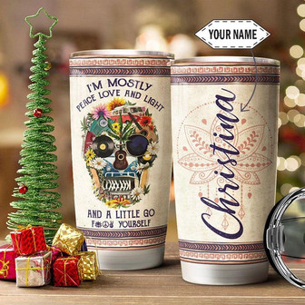 Hippie Retro Skull Personalized Stainless Steel Tumbler 20Oz - Thegiftio