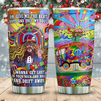Hippie Rock And Roll Doodle Stainless Steel Tumbler 20Oz - Thegiftio