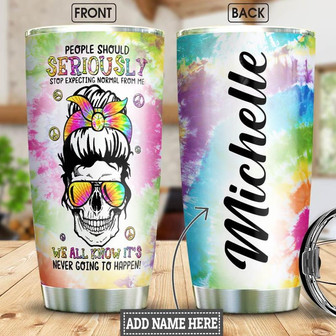 Hippie Skull Personalized Stainless Steel Tumbler 20Oz - Thegiftio