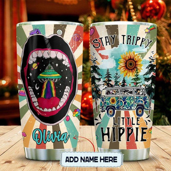 Hippie Stay Trippy Personalized Stainless Steel Tumbler 20Oz - Thegiftio UK