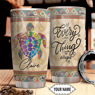 Hippie Turtle Personalized Stainless Steel Tumbler 20Oz - Thegiftio UK