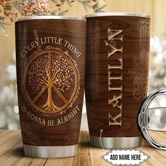 Hippie Wooden Personalized Stainless Steel Tumbler 20Oz - Thegiftio UK