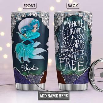 My Home Is The Open Sea Mermaid Personalized Stainless Steel Tumbler 20Oz - Thegiftio UK