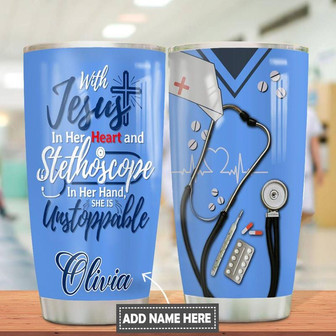 Jesus Nurse Personalized Stainless Steel Tumbler 20Oz - Thegiftio UK