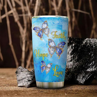 Jewelry Butterfly Faith Personalized Stainless Steel Tumbler 20Oz - Thegiftio UK