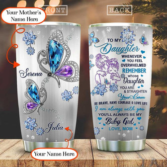 Jewelry Style Butterfly Daughter Personalized Stainless Steel Tumbler 20Oz - Thegiftio
